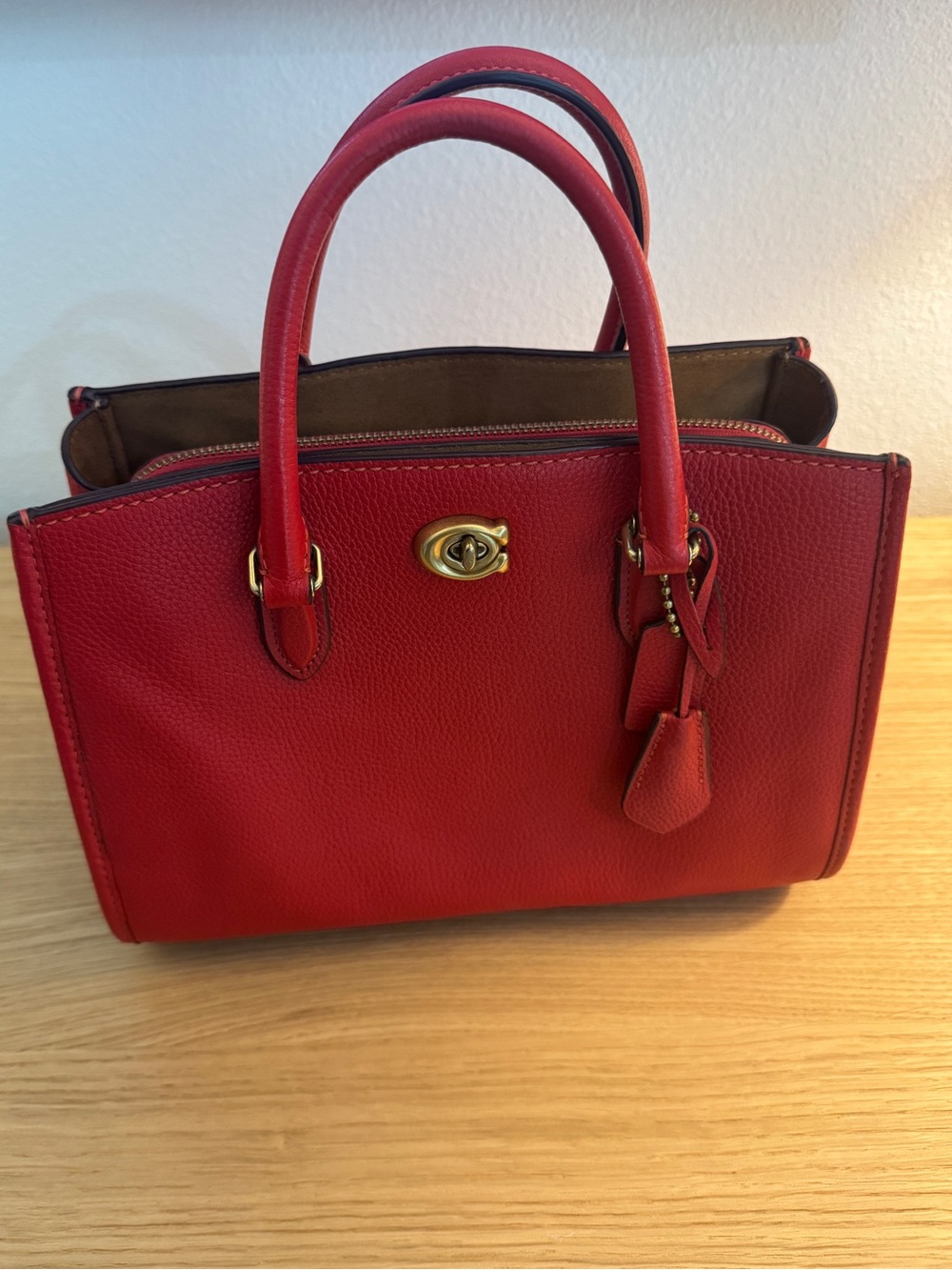 Coach Brooke Carryall 28 Red Leather Crossbody Bag